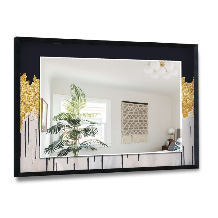 Abstract with Gold Details Wall Mirror Bathroom Mirrors,
