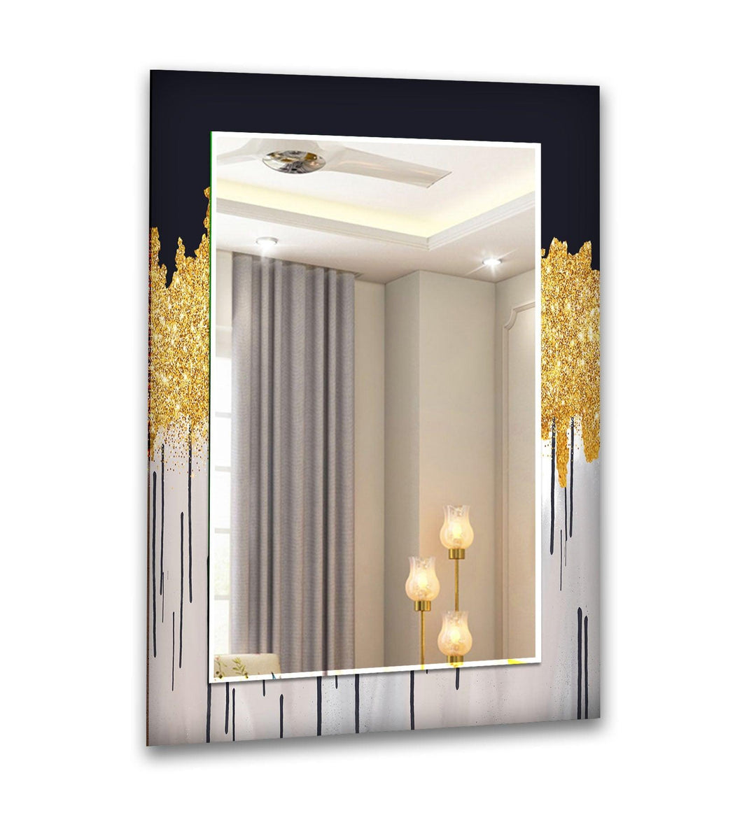 Abstract with Gold Details Wall Mirror Gold Mirror