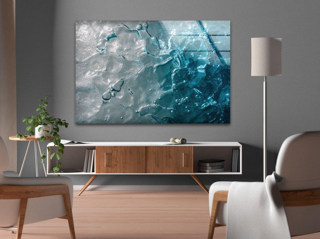 Abstract with Water Effect Glass Wall Art glass pictures for Wall, glass prints wall art