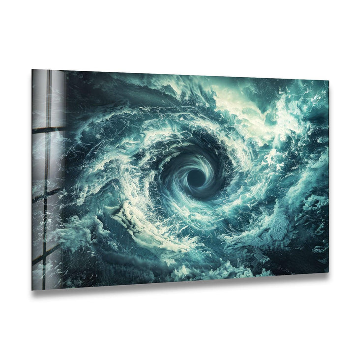 Whirling Tornado With Stormy Sky Glass Wall Art