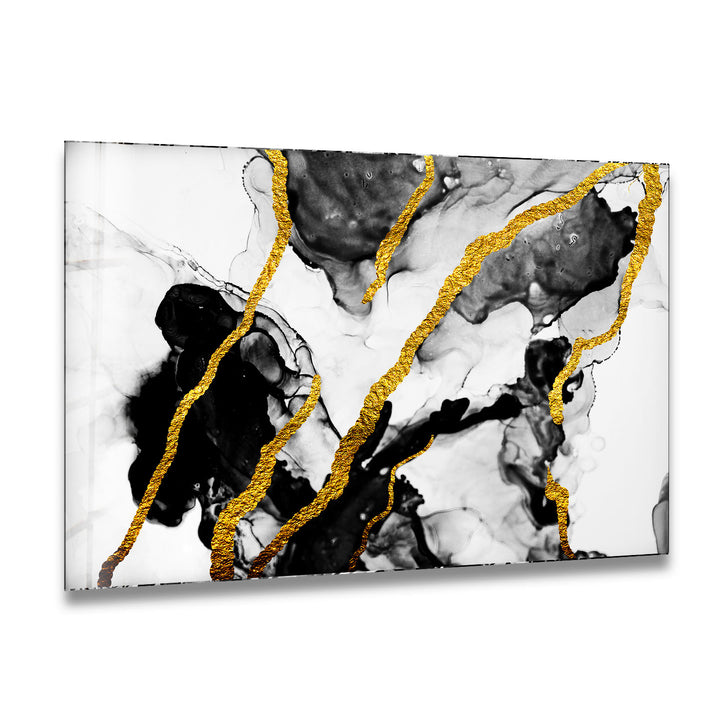 Smoke Black with Gold inks Glass Wall Art