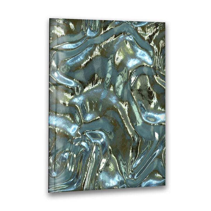 Shiny Blue Waves Glass Wall Art