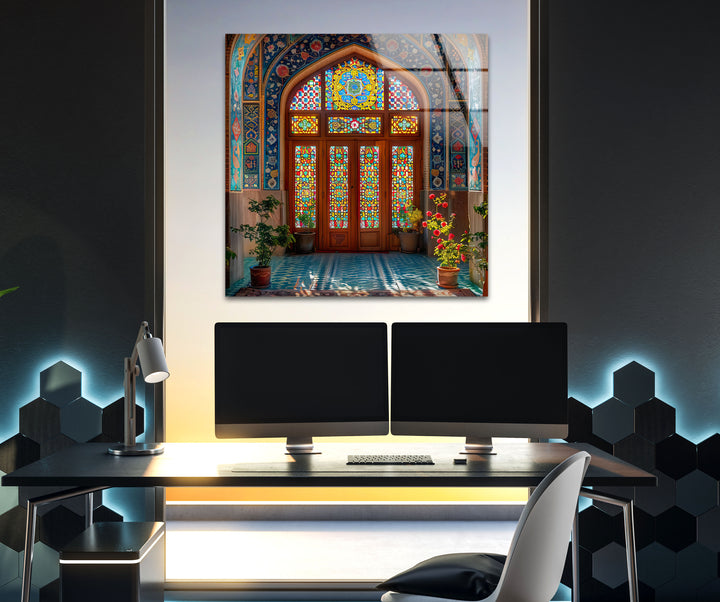 A Detailed and Vibrant Scene Glass Wall Art photo print on glass, prints on glass wall art
