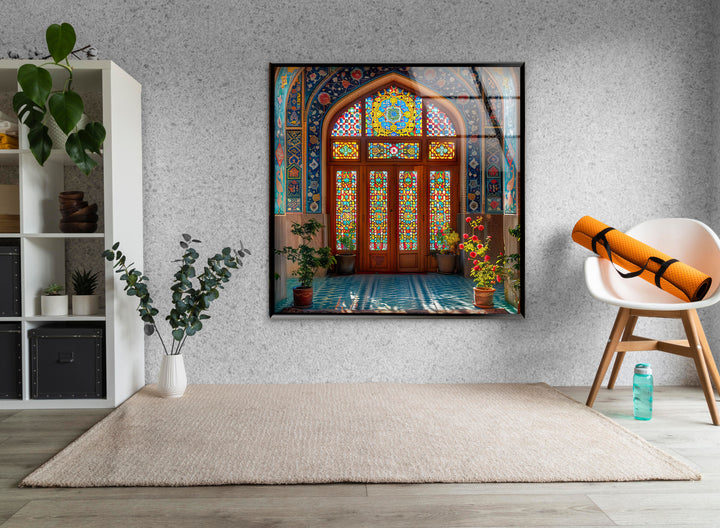 A Detailed and Vibrant Scene Glass Wall Art custom glass pictures, glass art prints
