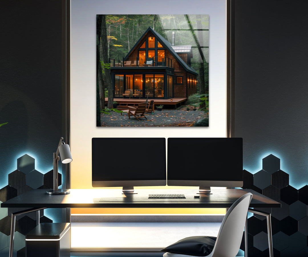 Forest House Glass Wall Art glass image printing, glass prints from photos
