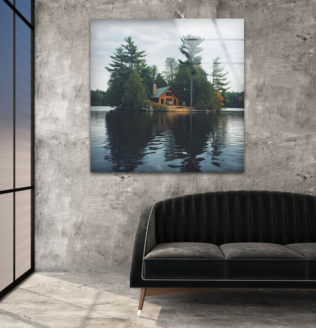 House in The Misty Forest Glass Wall Art Glass Printed Photos