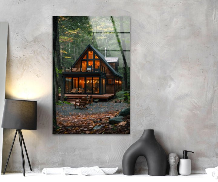 Forest House Glass Wall Art photo print on glass, prints on glass wall art
