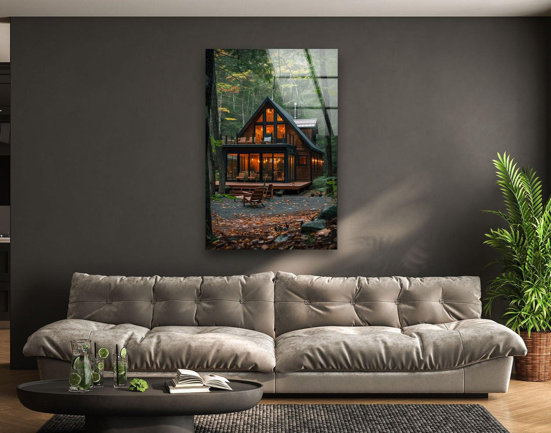 Forest House Glass Wall Art glass photo prints, glass picture prints
