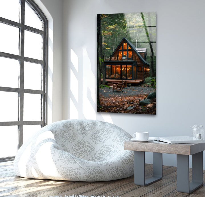 Forest House Glass Wall Art custom glass photo prints, large glass prints
