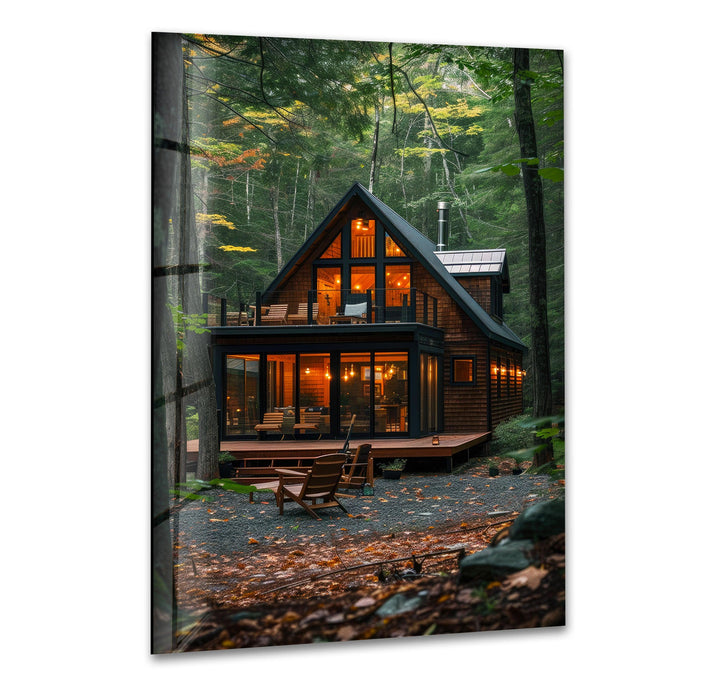 Forest House Glass Wall Art Glass Printing Wall Art, Print photos on glass
