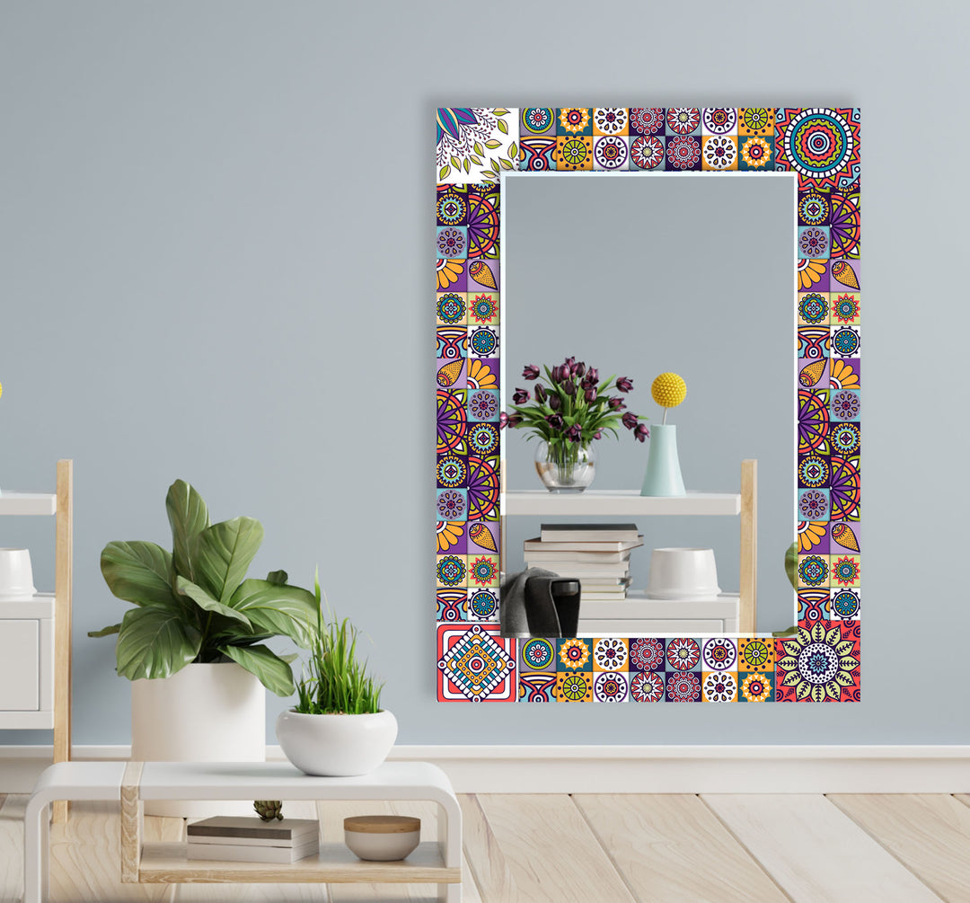 Colored Mosaic Wall Mirrors Rectangle Wall Mirror
