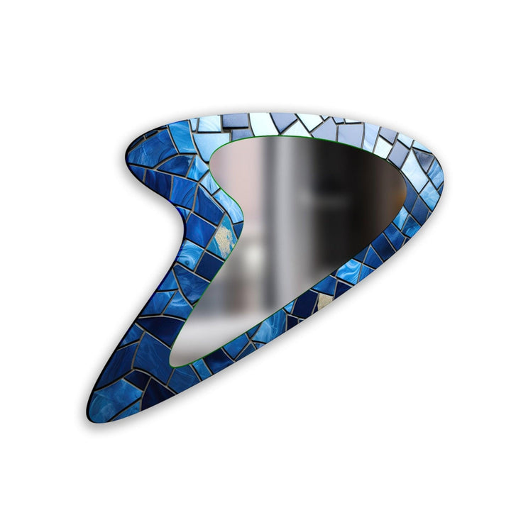 Aesthetic Blue Mosaic Small Wall Mirror