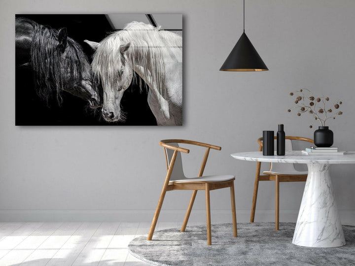 Africa Couple Horse Wall Art print picture on glass, Tempered Glass Wall Art