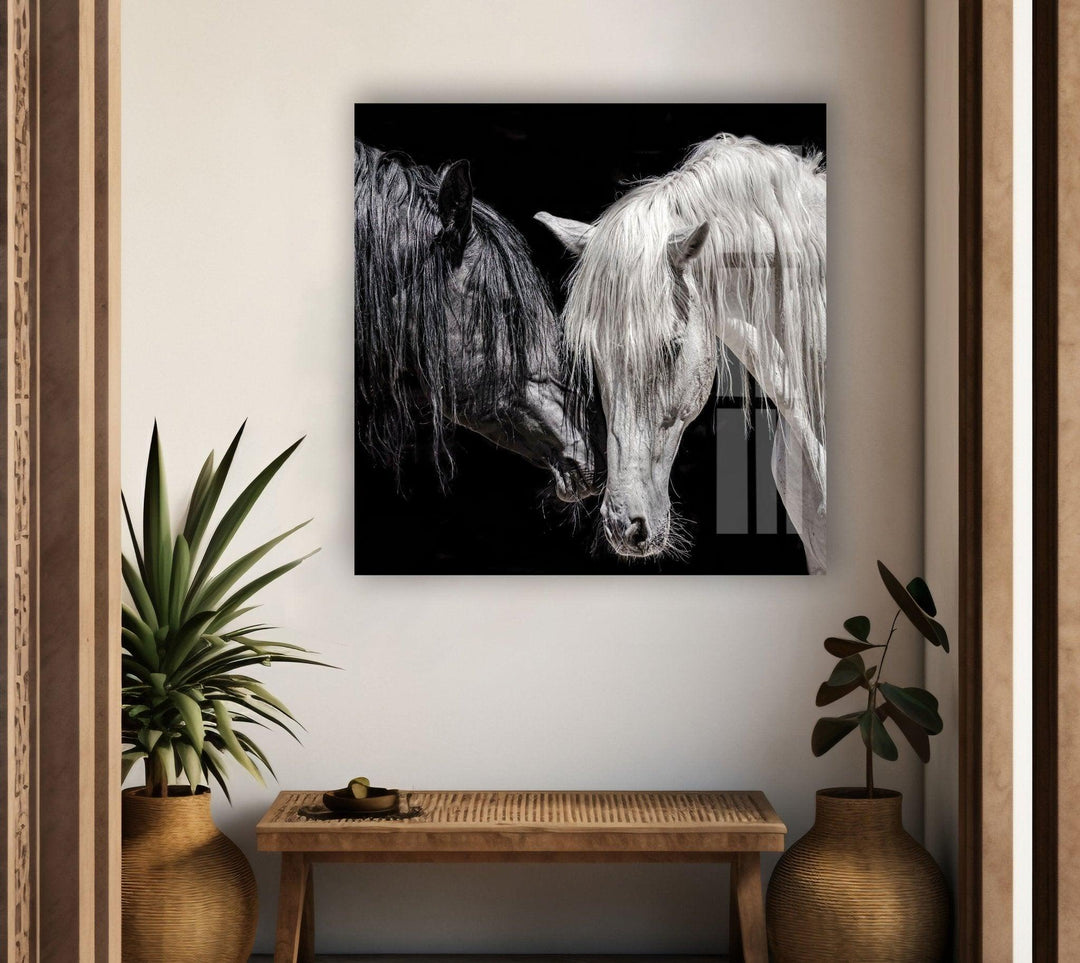 Africa Couple Horse Wall Art picture on glass wall art, photos printed on glass