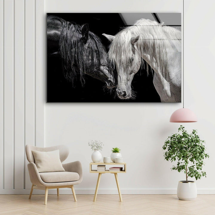 Africa Couple Horse Wall Art print on glass, glass printed photos