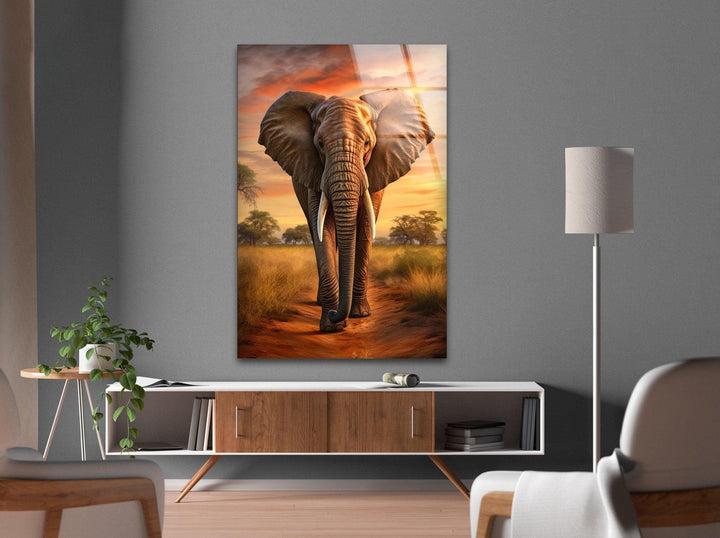 African Elephant Glass Wall Art glass image printing, glass prints from photos