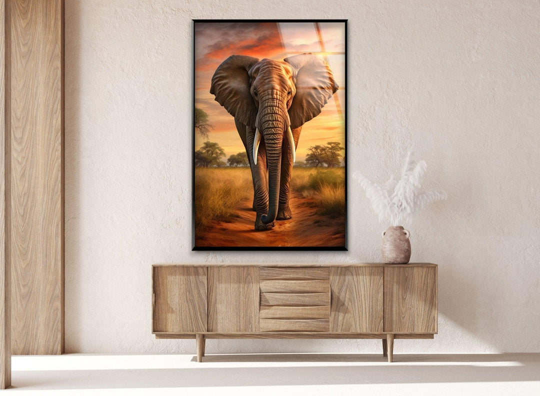 African Elephant Glass Wall Art custom glass photo prints, large glass prints