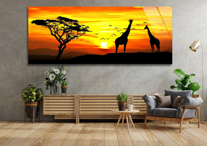 African Sunset Postcard Glass Wall Art, art glass wall art, glass wall art pictures