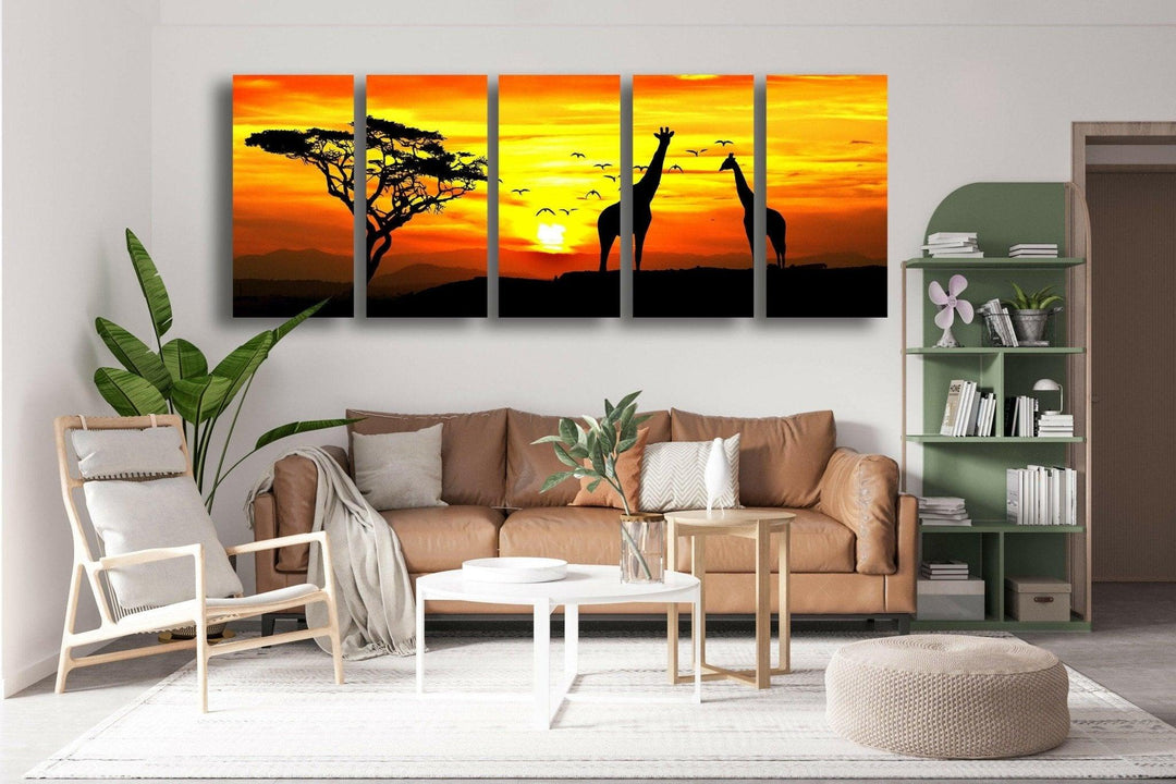 African Sunset Postcard Glass Wall Art, glass wall decor, glass wall art decor