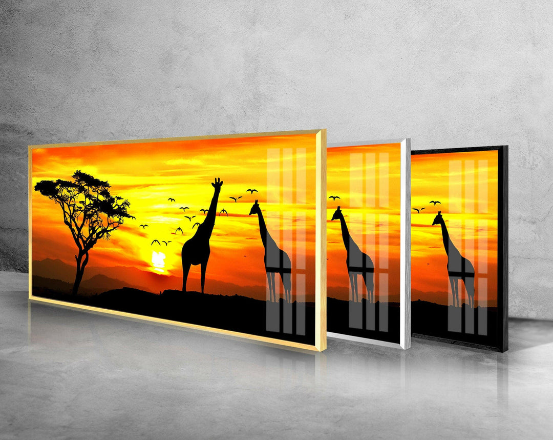 African Sunset Postcard Glass Wall Art, glass photo prints, glass picture prints