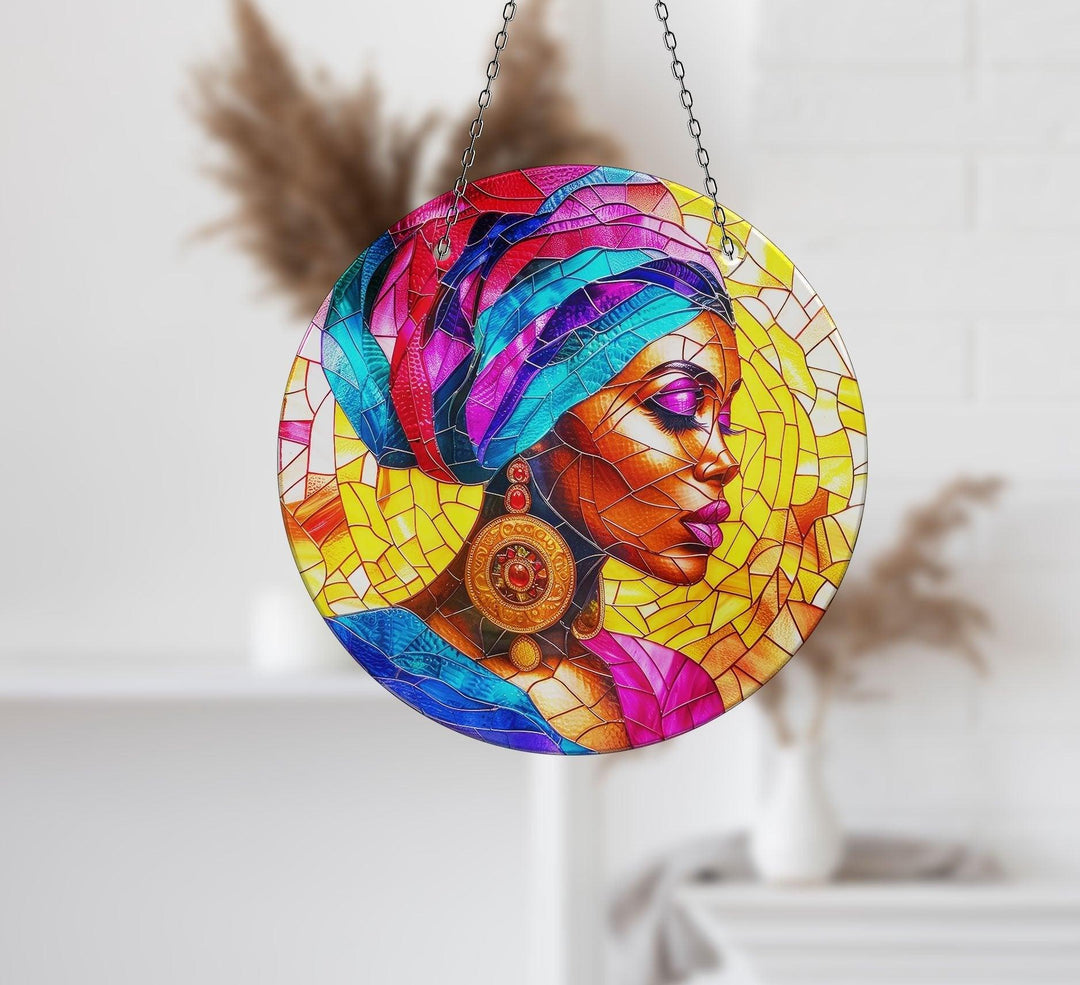 African Woman Portrait Suncatcher Decor Moon Suncatchers | Myphotostation
