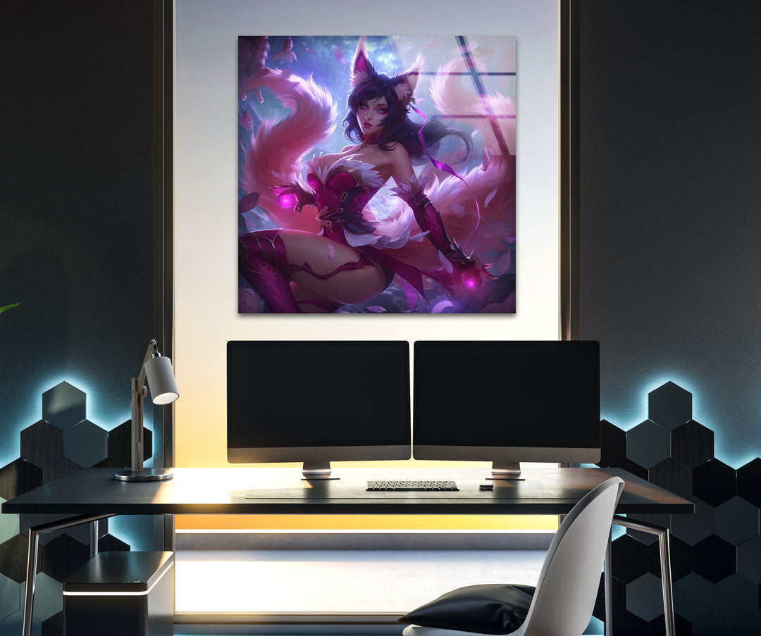 Ahri League of Legends Glass Wall Art, glass photo prints, glass picture prints