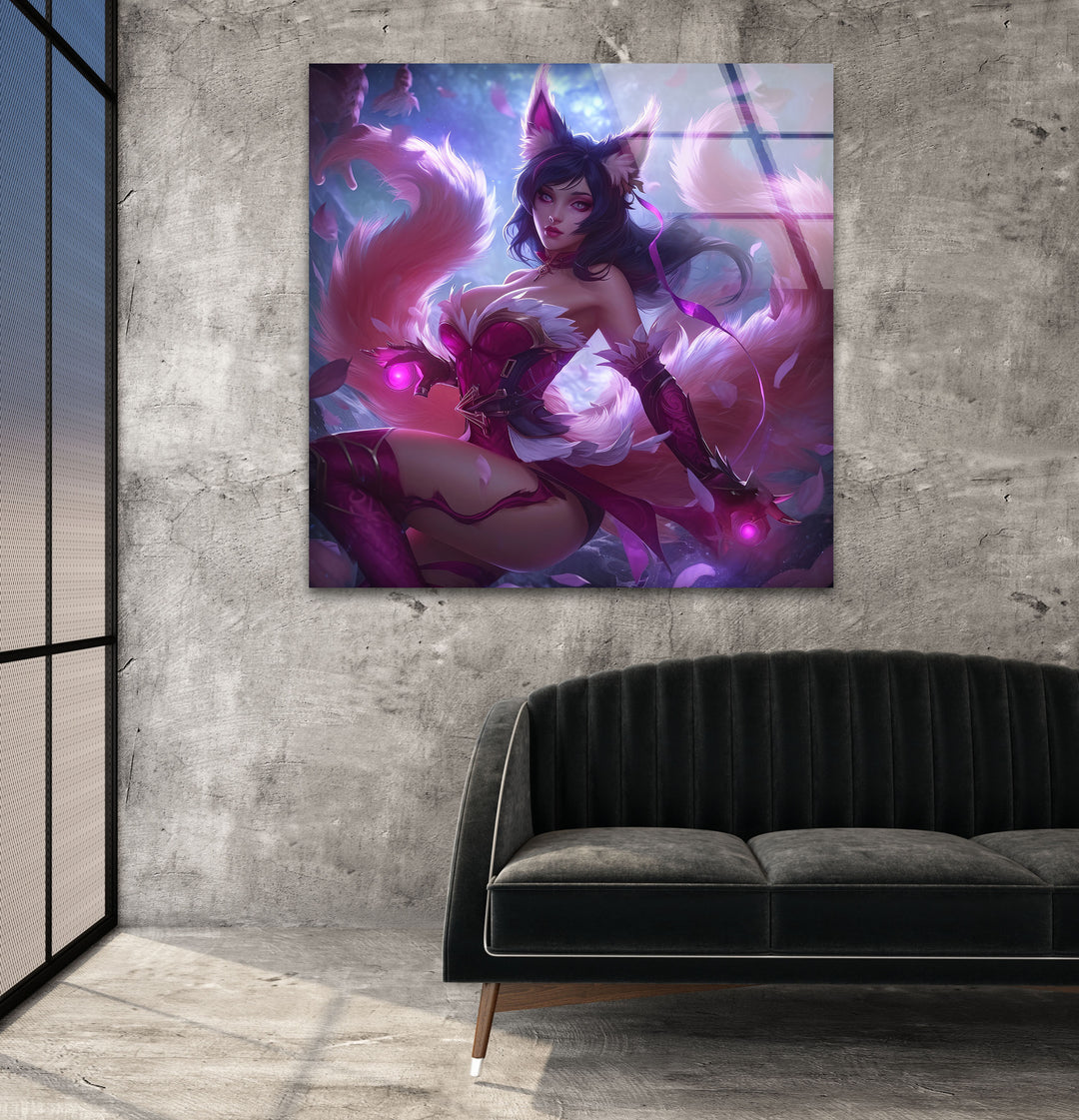 Ahri League of Legends Glass Wall Art, glass image printing, glass prints from photos