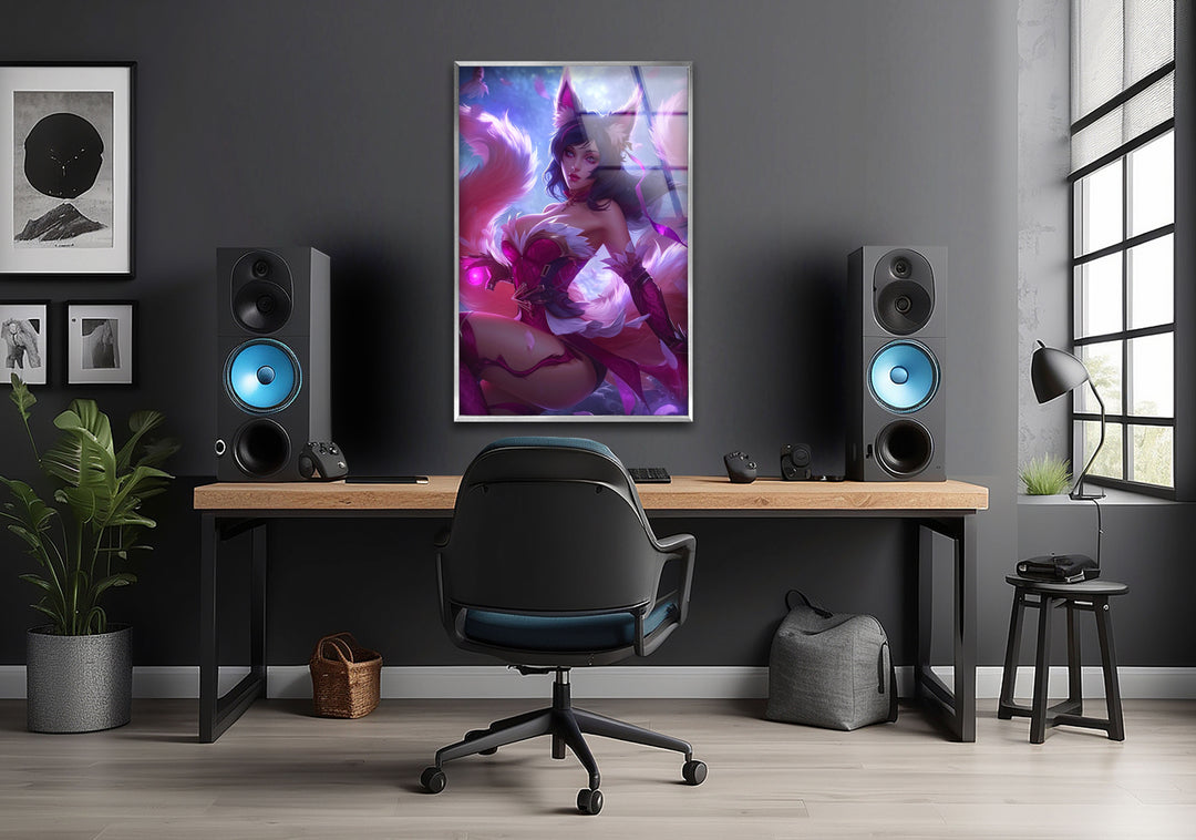 Ahri League of Legends Glass Wall Art, glass pictures for Wall, glass prints wall art