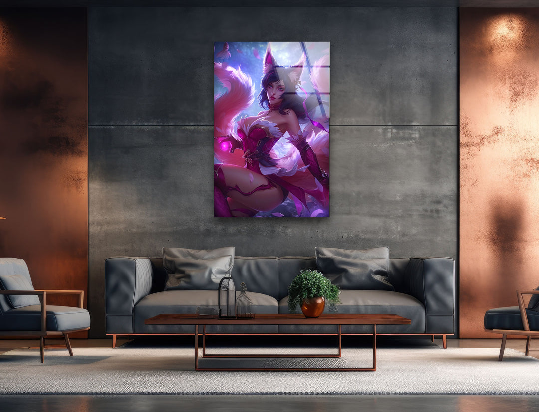 Ahri League of Legends Glass Wall Art, picture on glass wall art, photos printed on glass