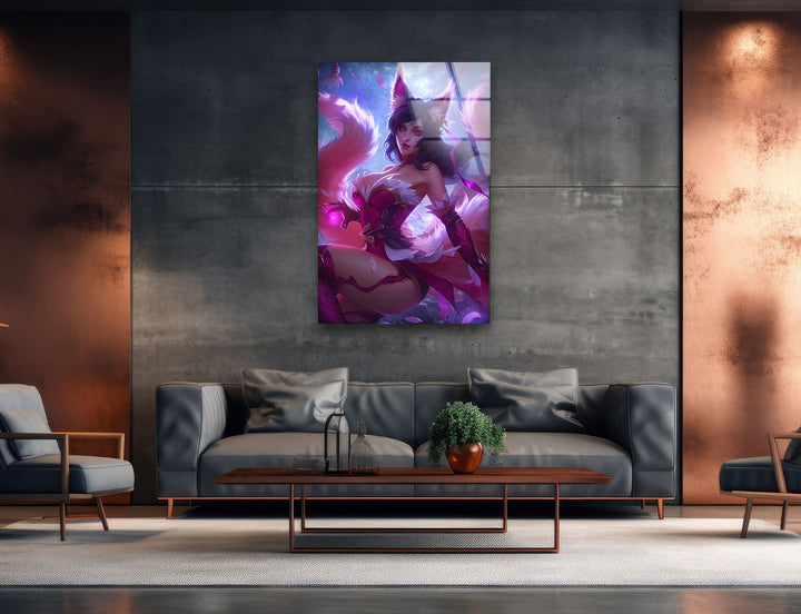 Ahri League of Legends Glass Wall Art, picture on glass wall art, photos printed on glass