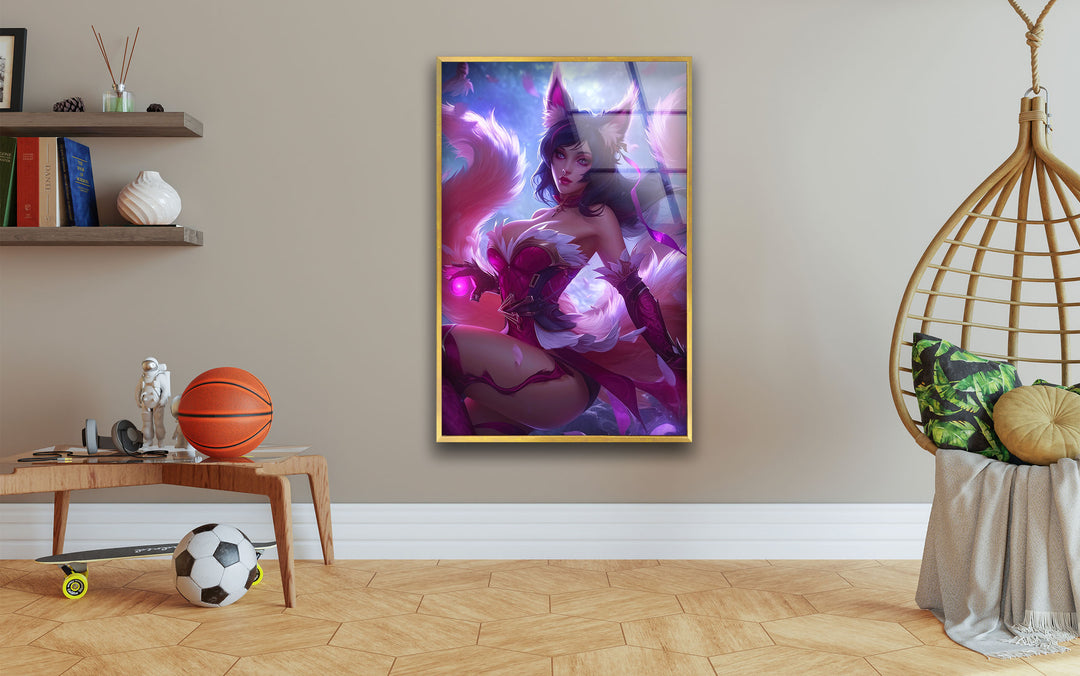 Ahri League of Legends Glass Wall Art, large glass photo prints, glass wall photos