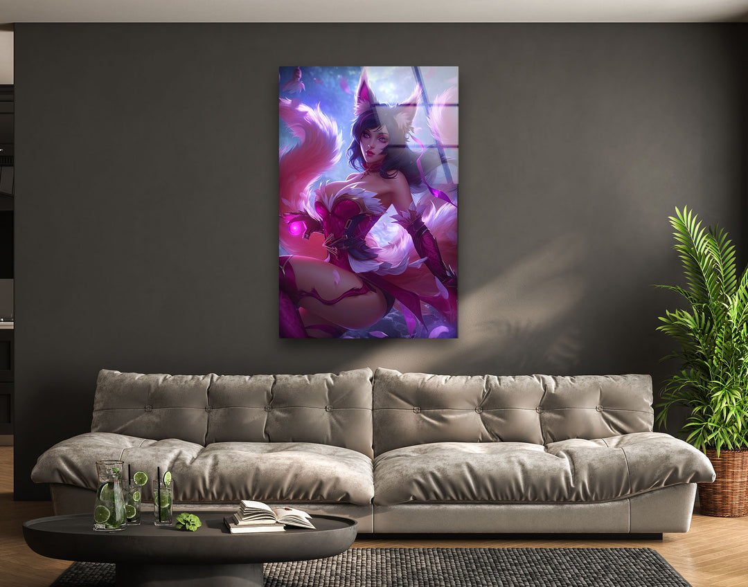 Ahri League of Legends Glass Wall Art, art glass wall art, glass wall art pictures