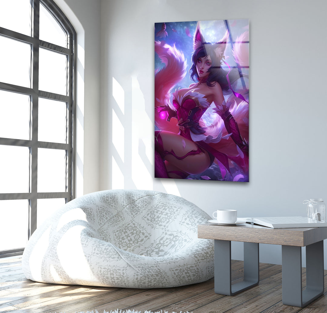 Ahri League of Legends Glass Wall Art, glass wall decor, glass wall art decor