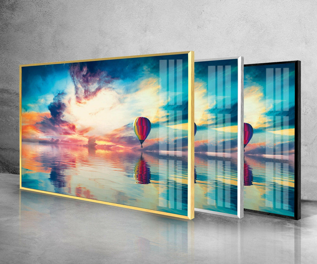 Air Balloon Landscape Glass Wall Art glass image printing, glass prints from photos