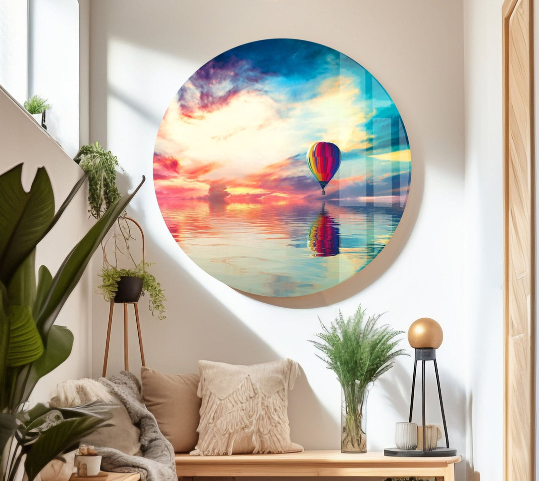 Air Balloon Landscape Glass Wall Art glass photo prints, glass picture prints