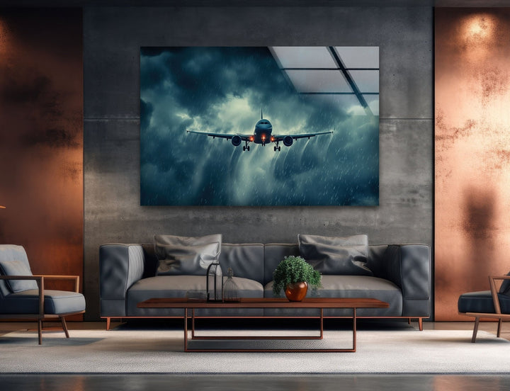 Airplane Glass Wall Art glass art painting, glass art for the Wall
