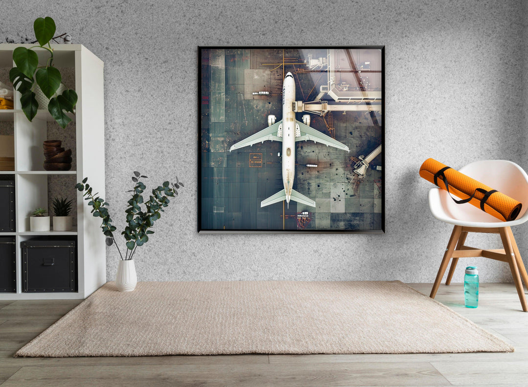 Long Airplane Glass Wall Art print on glass, glass printed photos
