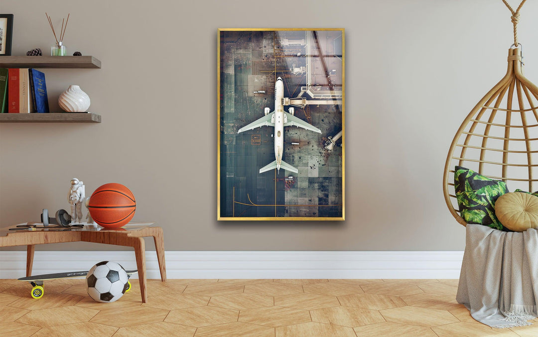 Long Airplane Glass Wall Art photo print on glass, prints on glass wall art
