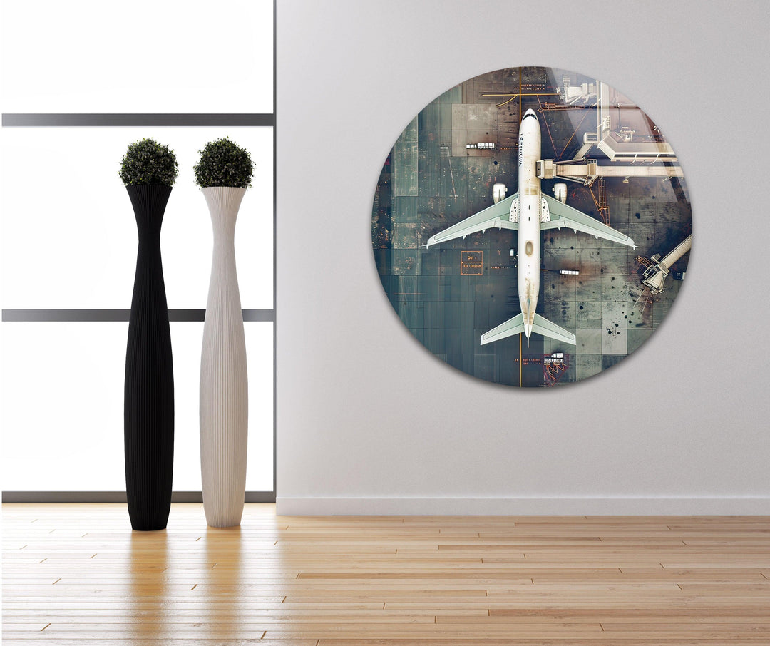 Long Airplane Glass Wall Art custom glass photo prints, large glass prints
