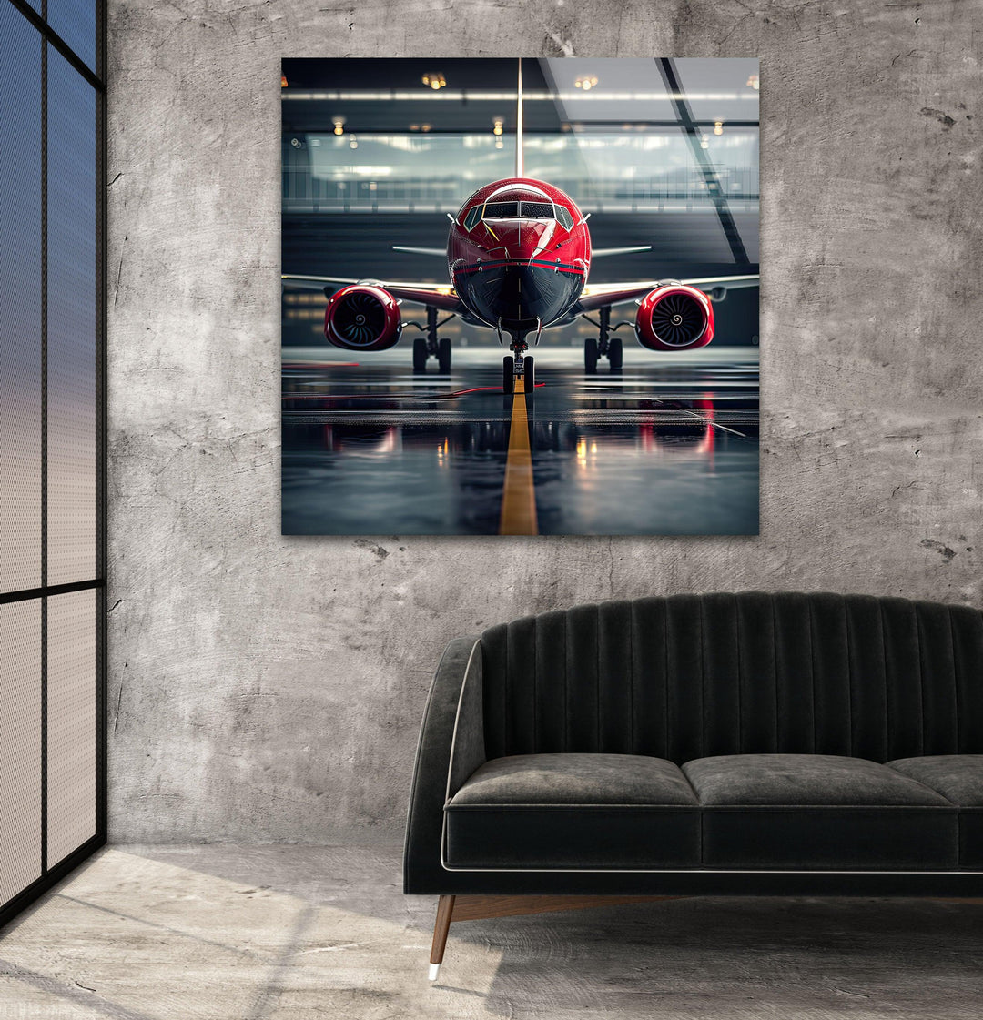 Red Airplane Glass Wall Art stained glass wall art, stained glass wall decor
