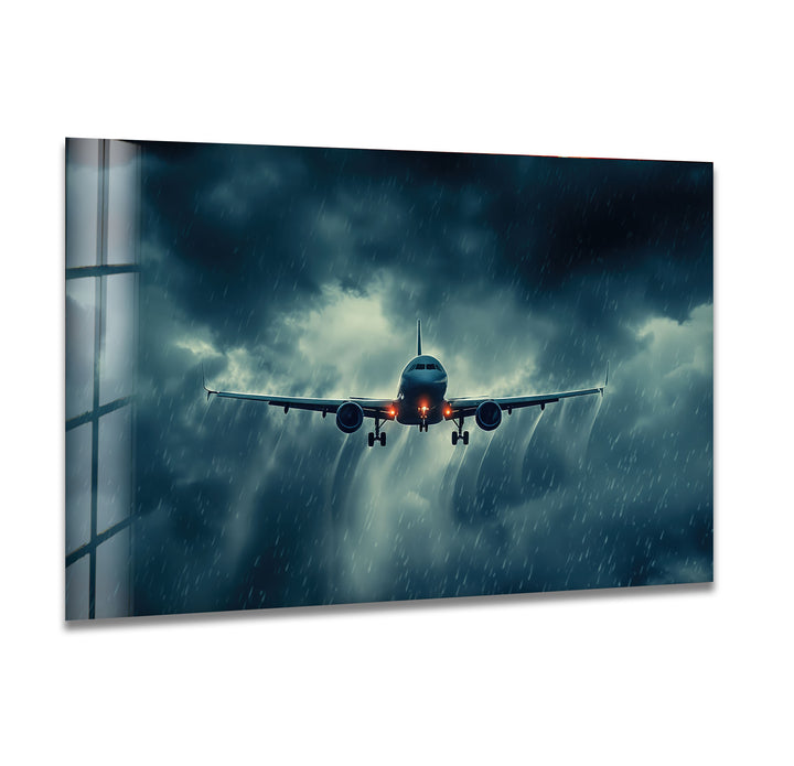 Airplane Glass Wall Art print picture on glass, Tempered Glass Wall Art
