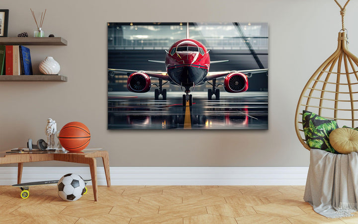 Red Airplane Glass Wall Art glass pictures for Wall, glass prints wall art
