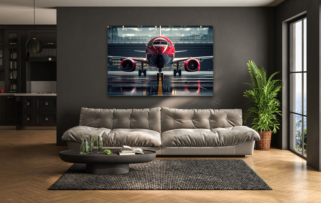 Red Airplane Glass Wall Art glass wall decor, glass wall art decor
