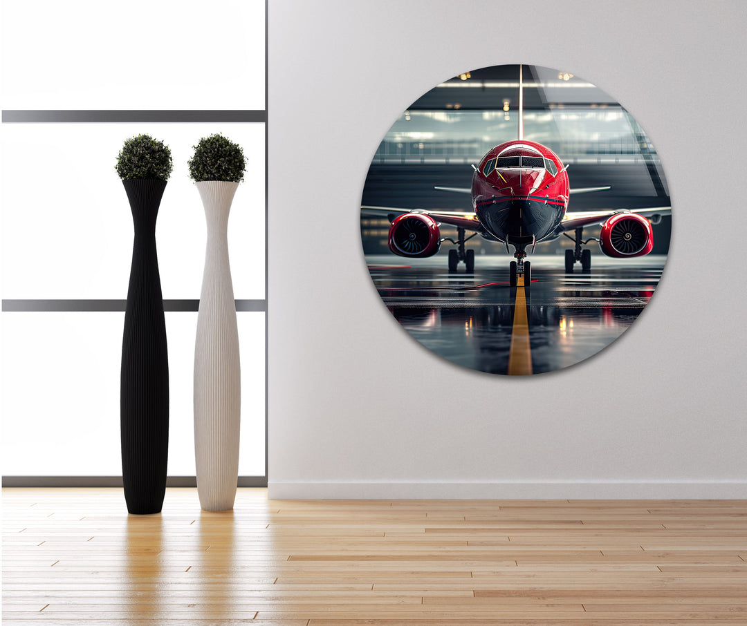 Red Airplane Glass Wall Art photo print on glass, prints on glass wall art
