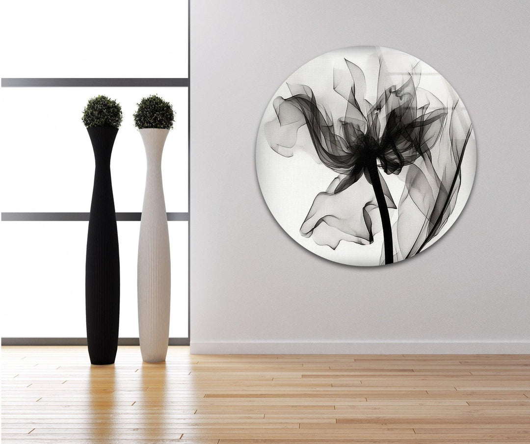 Albert Koetsier Black Rose X-ray Glass Wall Art, glass art painting, glass art for the Wall