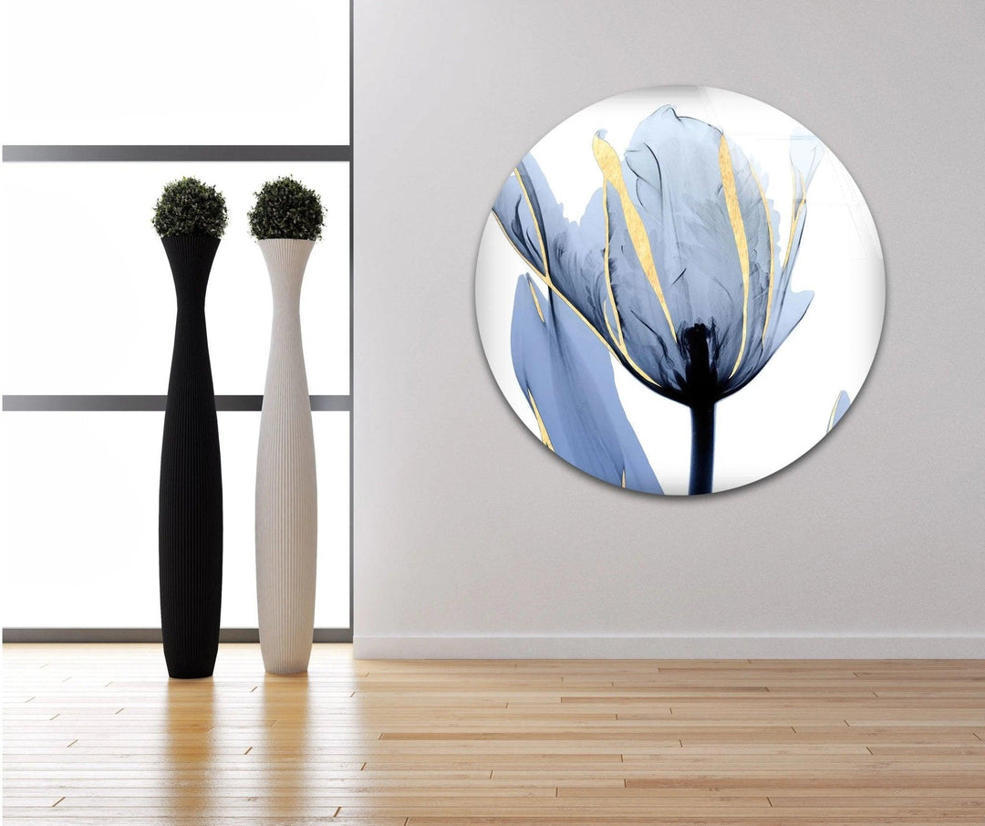 Albert Koetsier Blue Tulip Flower Glass Wall Art, photo print on glass, prints on glass wall art