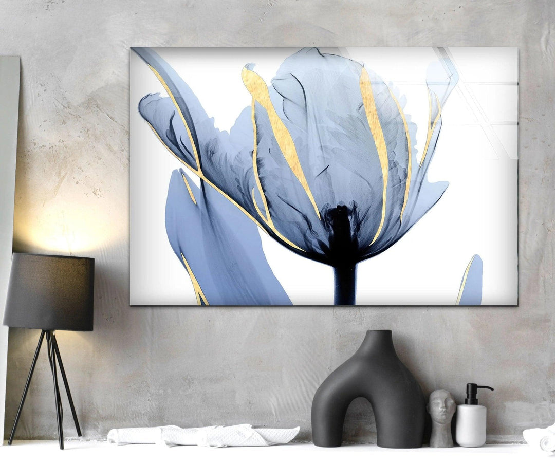 Albert Koetsier Blue Tulip Flower Glass Wall Art, glass photo prints, glass picture prints