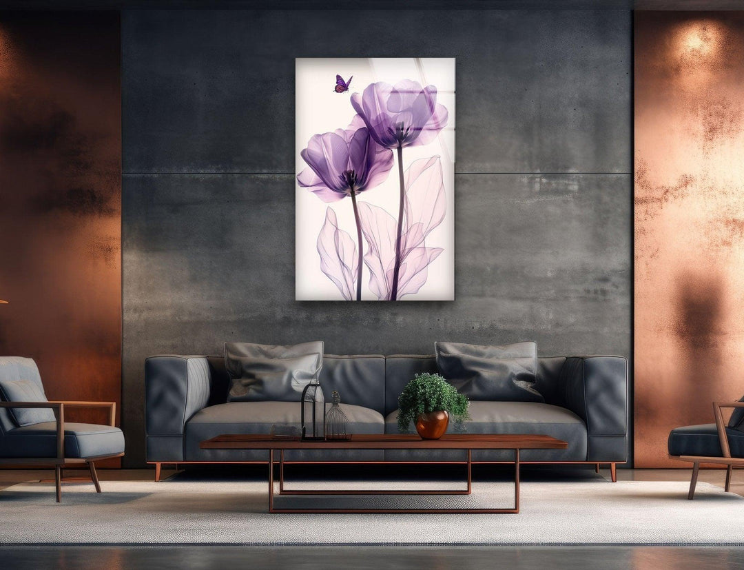 Albert Koetsier Purple Tulips Glass Wall Art, art glass wall art, glass wall art pictures