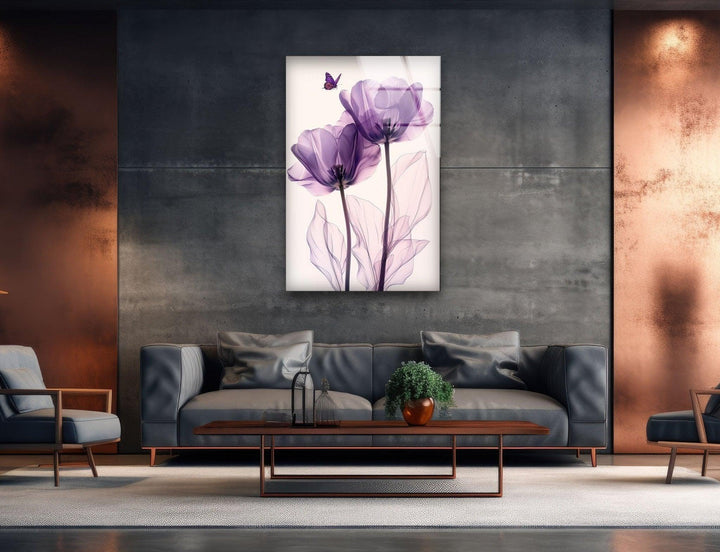 Albert Koetsier Purple Tulips Glass Wall Art, art glass wall art, glass wall art pictures