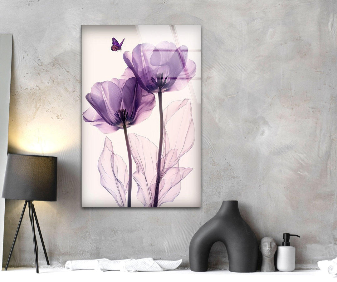 Albert Koetsier Purple Tulips Glass Wall Art, Glass Printing Wall Art, Print photos on glass